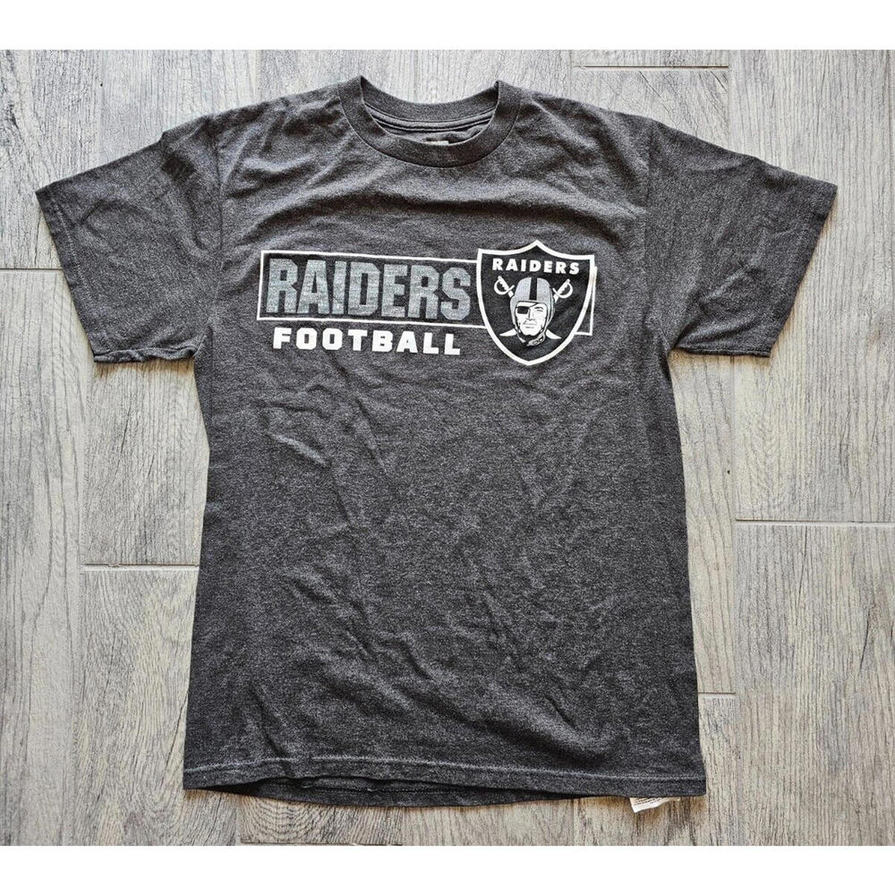 NFL Apparel Las Vegas Raiders Graphic Logo Short Sleeve Gray Shirt Sz Medium